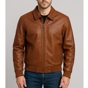 Decrum Men's Leather Bomber Jacket – Size Medium – NEW (No Tags)